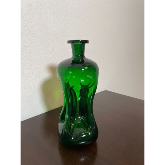 Mid-Century Danish Glass Kluk Kluk Decanter by Jacob E. Bang  MCM Vintage 1960\'s Holmegaard Glass KLUK KLUK Jacob Bang Green Decanter